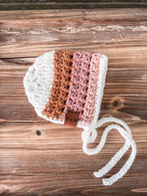 Load image into Gallery viewer, Baby Bonnets, Summer Bonnet, Cotton Baby Headwear, Photo Prop, Baby Hat, crochet, knit, knitting, handmade