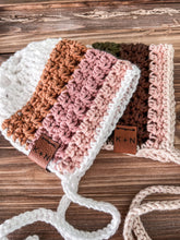 Load image into Gallery viewer, Baby Bonnets, Summer Bonnet, Cotton Baby Headwear, Photo Prop, Baby Hat, crochet, knit, knitting, handmade