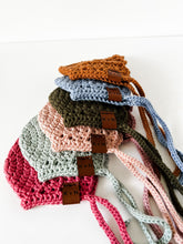 Load image into Gallery viewer, Baby Bonnets, Summer Bonnet, Cotton Baby Headwear, Photo Prop, Baby Hat, crochet, knit, knitting, handmade, Easter