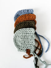 Load image into Gallery viewer, Baby Bonnets, Summer Bonnet, Cotton Baby Headwear, Photo Prop, Baby Hat, crochet, knit, knitting, handmade, Easter