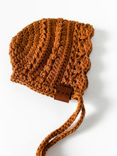 Load image into Gallery viewer, Azalea Baby Bonnets, Summer Bonnet, Cotton Baby Headwear, Photo Prop, Baby Hat, crochet, knit, knitting, handmade
